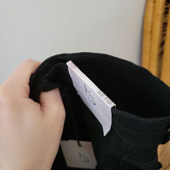 Happily Grey Black Denim/Jean Mini Skirt Front Slit NWT 7/27 - Picture 8 of 11